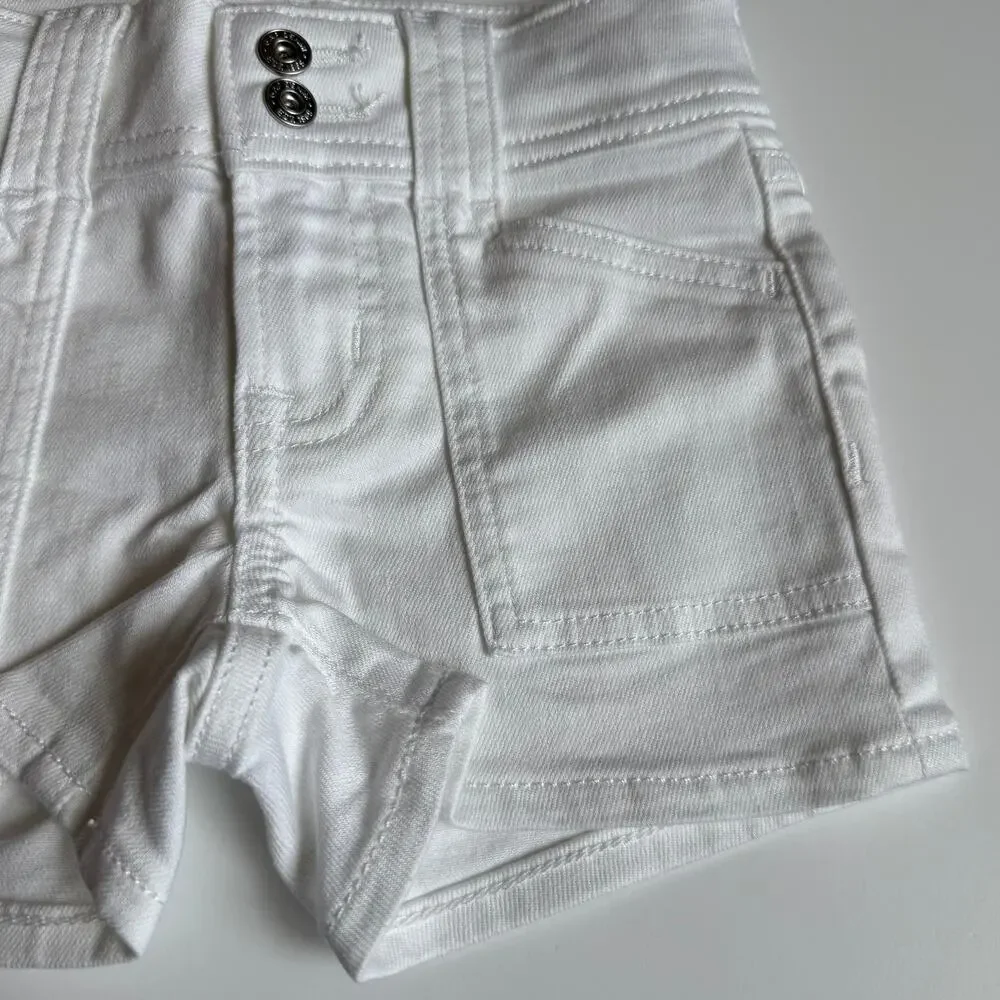 NEW Gap Kids Low Rise Y2K Denim Shortie Shorts White 5